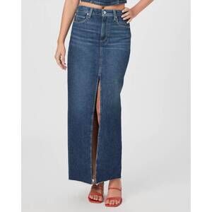 NEW PAIGE angela maxi jean skirt in sketchbook